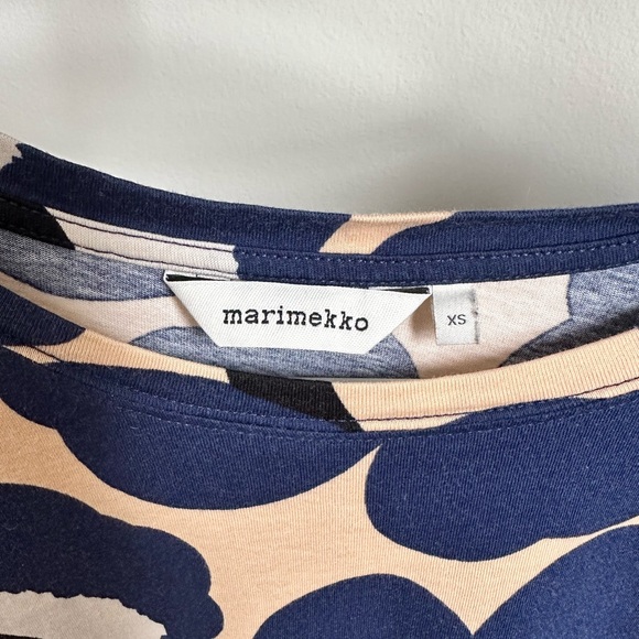 Marimekko Nea Pieni Unikko Navy and Cream Floral Top XS - Picture 4 of 7
